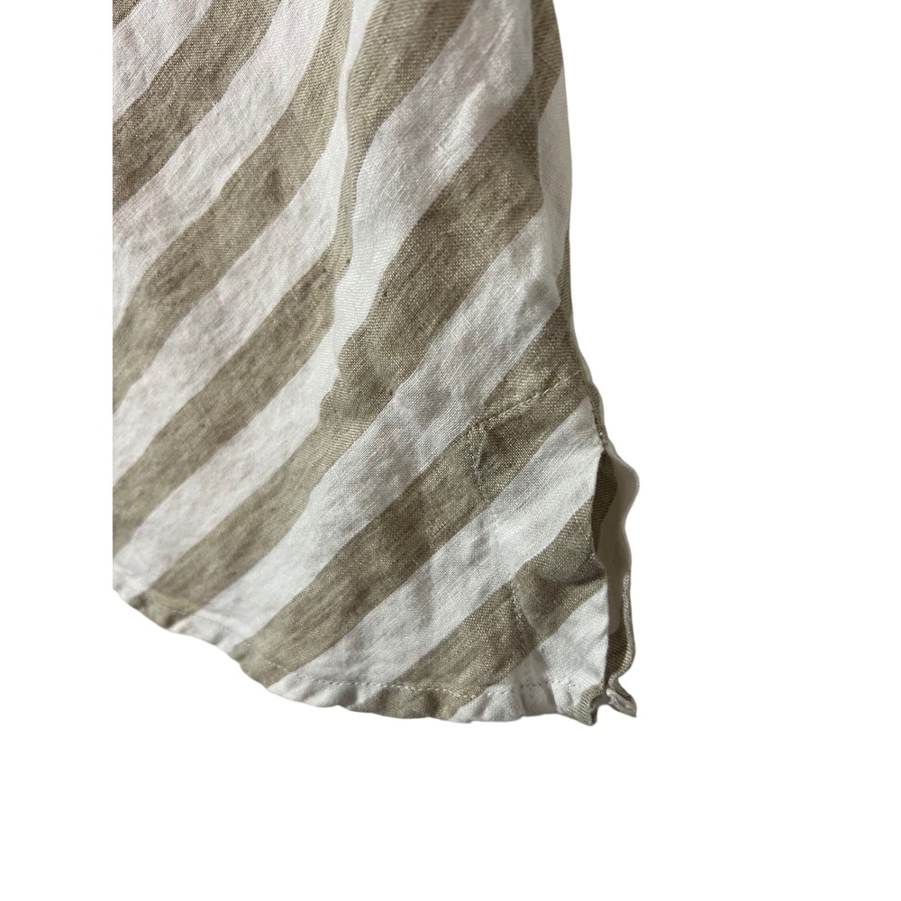 Vanity Tank Top XL Made in Italy Diagonal Stripe Tan White Linen Sleeveless - Picture 4 of 7